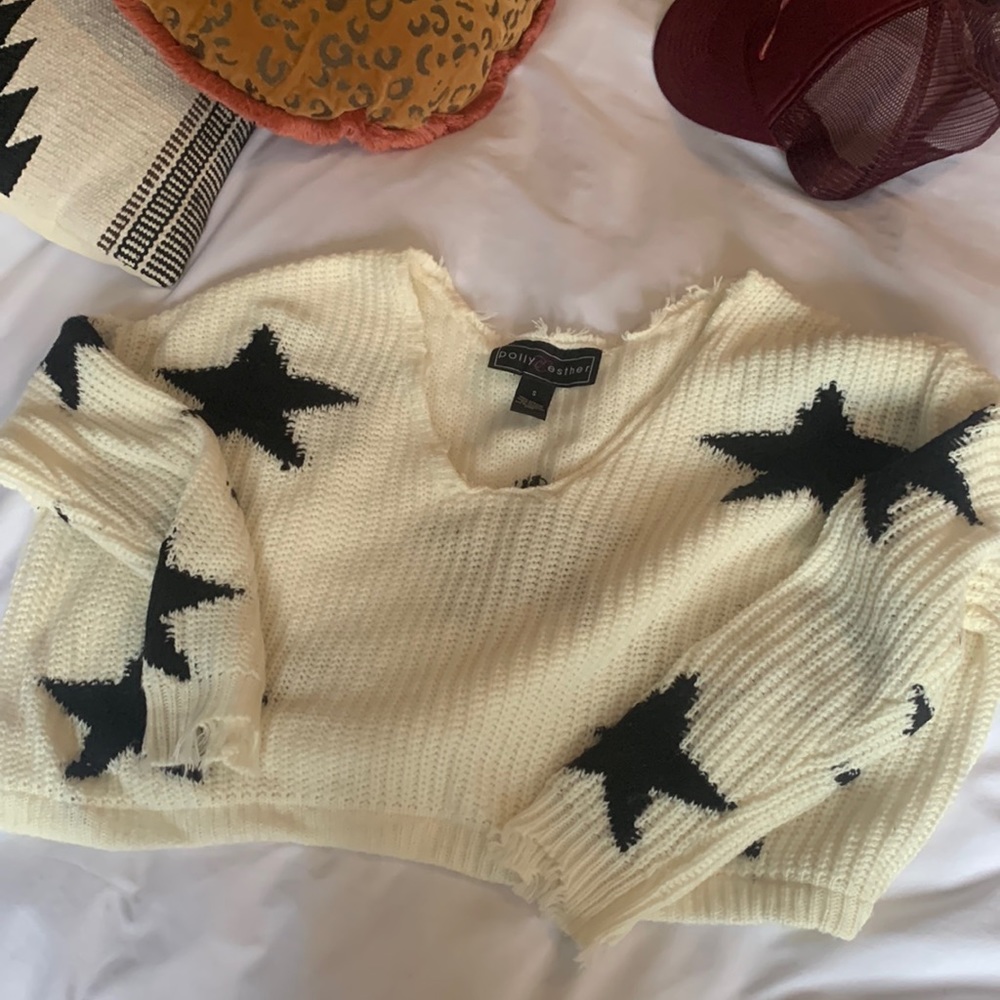Star print cropped sweater